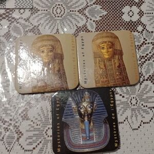 Mysteries of Egypt Ceramic Drink Coasters - Gold & Black Set